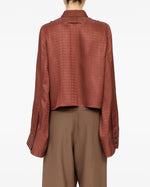 Load image into Gallery viewer, MM6 Maison Margiela Viscose Blend Jacquard Blouse Rust Brown
