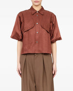 Load image into Gallery viewer, MM6 Maison Margiela Viscose Blend Jacquard Blouse Rust Brown
