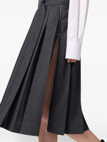 Load image into Gallery viewer, MSGM Midi-Length Pleated Skirt With Belt Charcoal Grey
