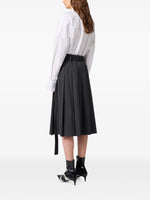 Load image into Gallery viewer, MSGM Midi-Length Pleated Skirt With Belt Charcoal Grey
