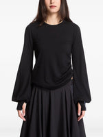 Load image into Gallery viewer, Y-3 Cinced Drape Long-Sleeve Wool Top Black
