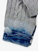 Load image into Gallery viewer, Haikure Cable-Knit Denim-Cuff Sweater Grey
