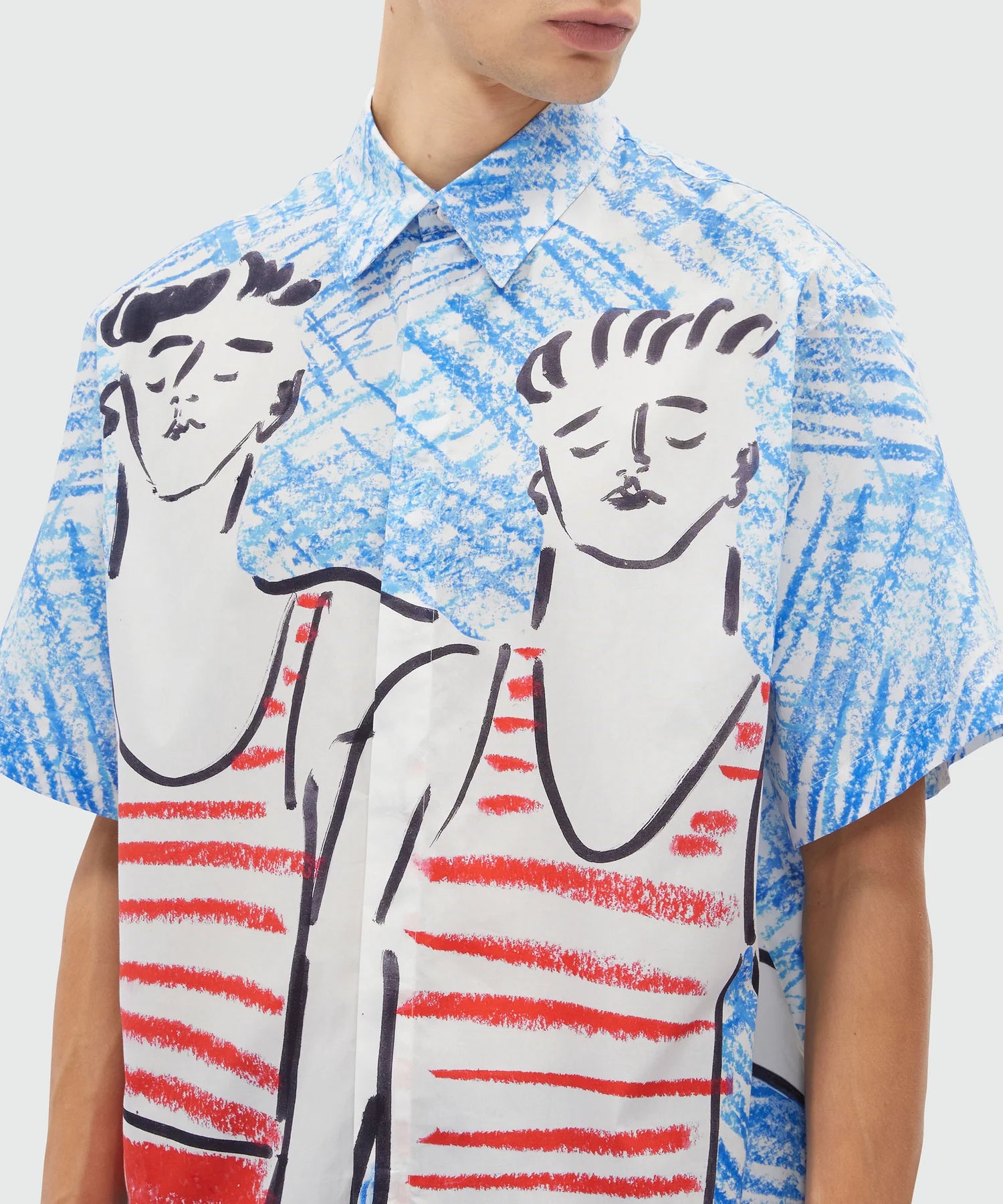 MSGM Poplin Shirt With 'Two Sailors' Graphics