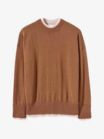 Load image into Gallery viewer, Plan C Contrast-Trim Double-Layered Sweater Brown Pink
