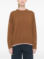 Load image into Gallery viewer, Plan C Contrast-Trim Double-Layered Sweater Brown Pink

