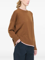 Load image into Gallery viewer, Plan C Contrast-Trim Double-Layered Sweater Brown Pink
