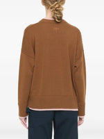 Load image into Gallery viewer, Plan C Contrast-Trim Double-Layered Sweater Brown Pink
