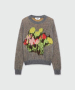 Load image into Gallery viewer, MSGM Charcoal Sweater With &#39;Rose Bouquet&#39; Graphic

