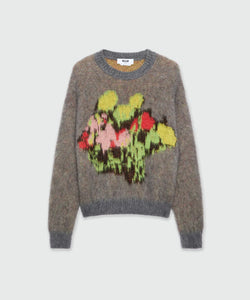 MSGM Charcoal Sweater With 'Rose Bouquet' Graphic