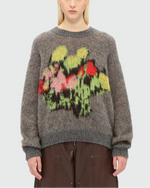 Load image into Gallery viewer, MSGM Charcoal Sweater With &#39;Rose Bouquet&#39; Graphic
