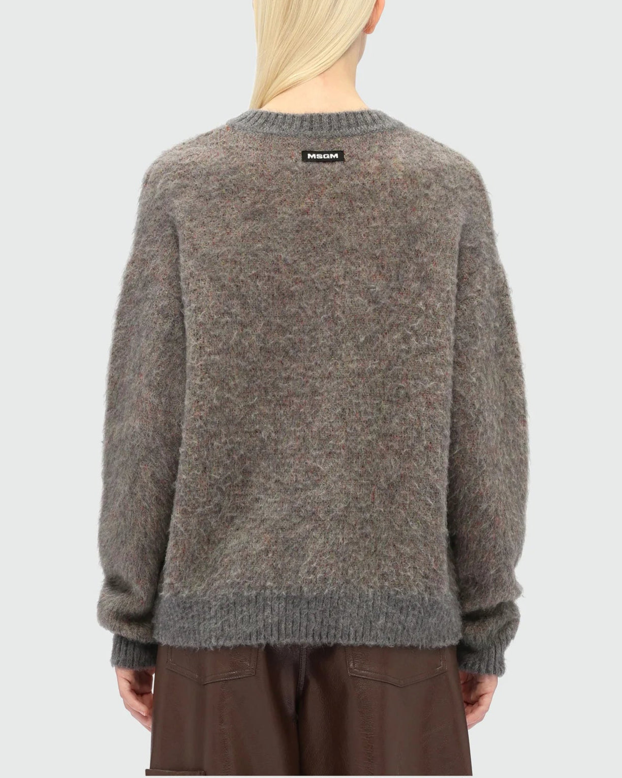 MSGM Charcoal Sweater With 'Rose Bouquet' Graphic