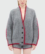 Load image into Gallery viewer, MSGM Grey Cardigan In Supersoft Knit With Contrasting Trim
