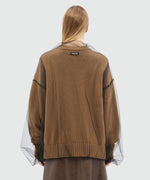 Load image into Gallery viewer, MSGM Wool Blend Cardigan With Tulle Layer Beige

