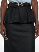 Load image into Gallery viewer, N°21 Peplum Belted Wool Midi Skirt Black
