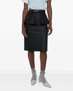 Load image into Gallery viewer, N°21 Peplum Belted Wool Midi Skirt Black
