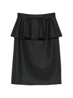 Load image into Gallery viewer, N°21 Peplum Belted Wool Midi Skirt Black
