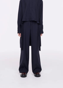 Plan-C Blue Wool Wide Leg Trousers