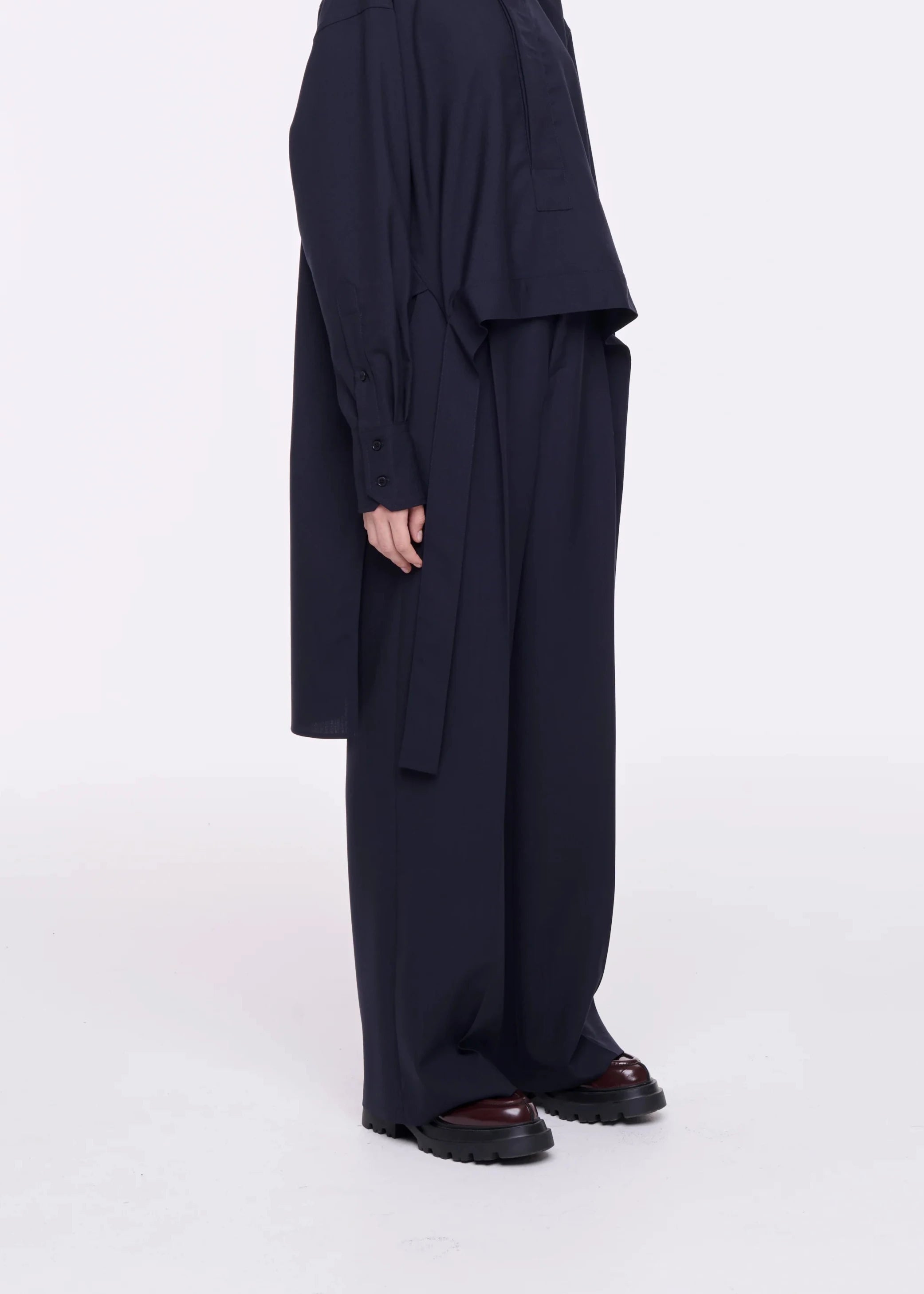 Plan-C Blue Wool Wide Leg Trousers