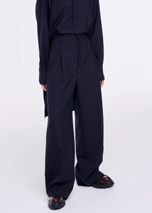 Plan-C Blue Wool Wide Leg Trousers