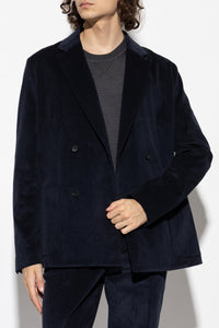 Paul Smith Double-Breasted Corduroy Blazer Navy Blue