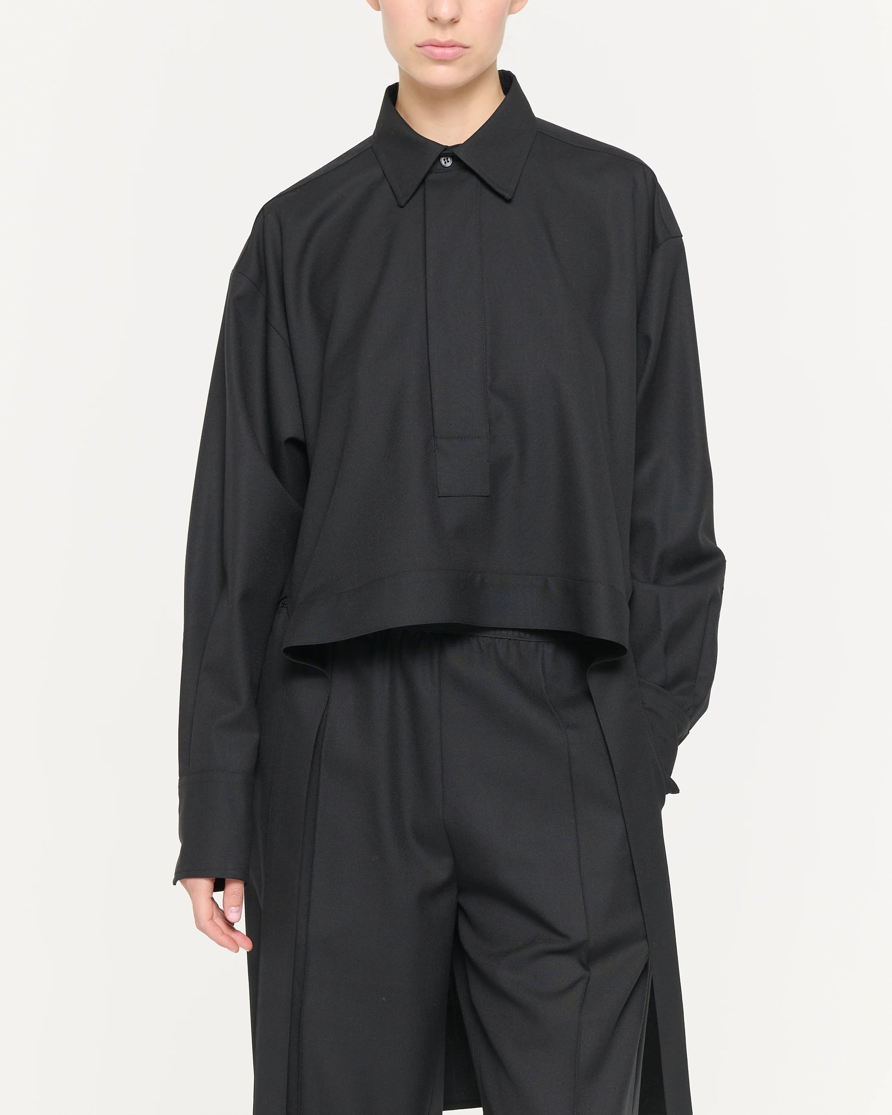 Plan C Wool Shirt With Tail Black