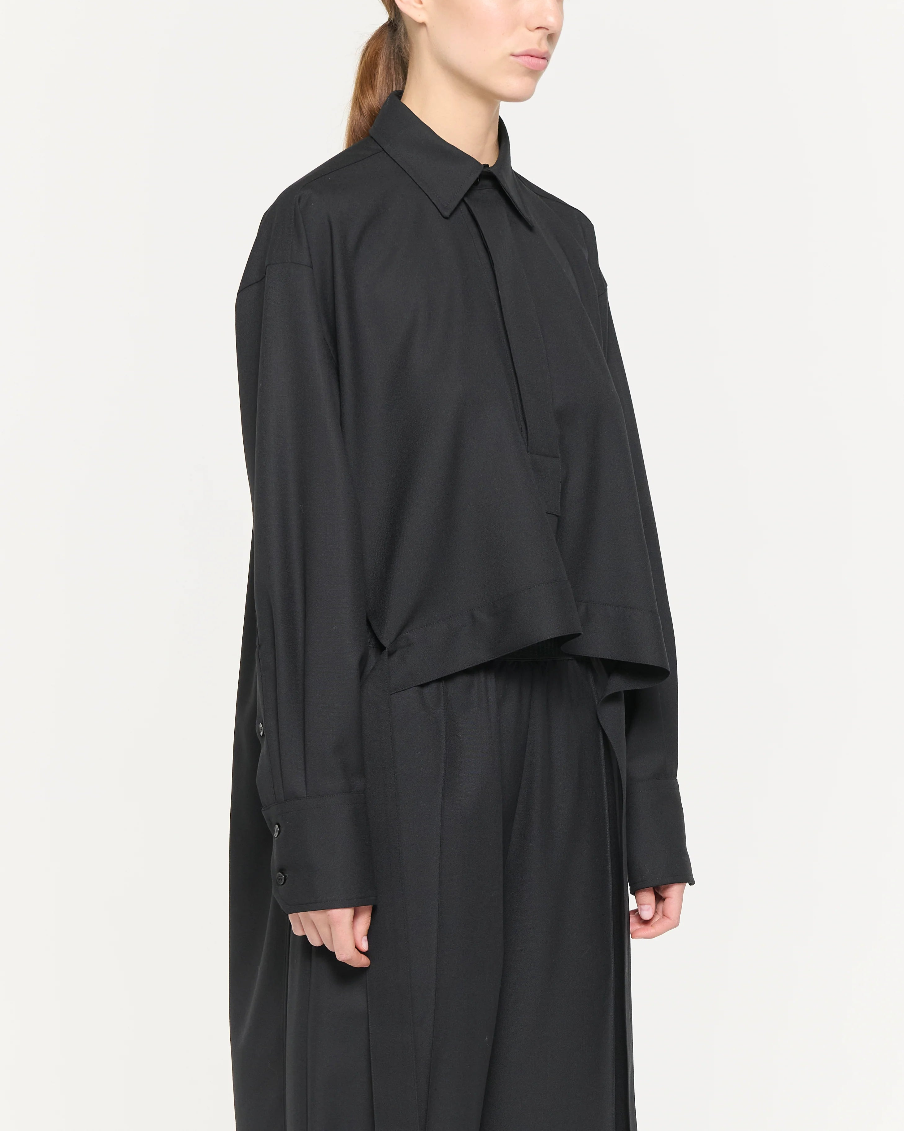 Plan C Wool Shirt With Tail Black