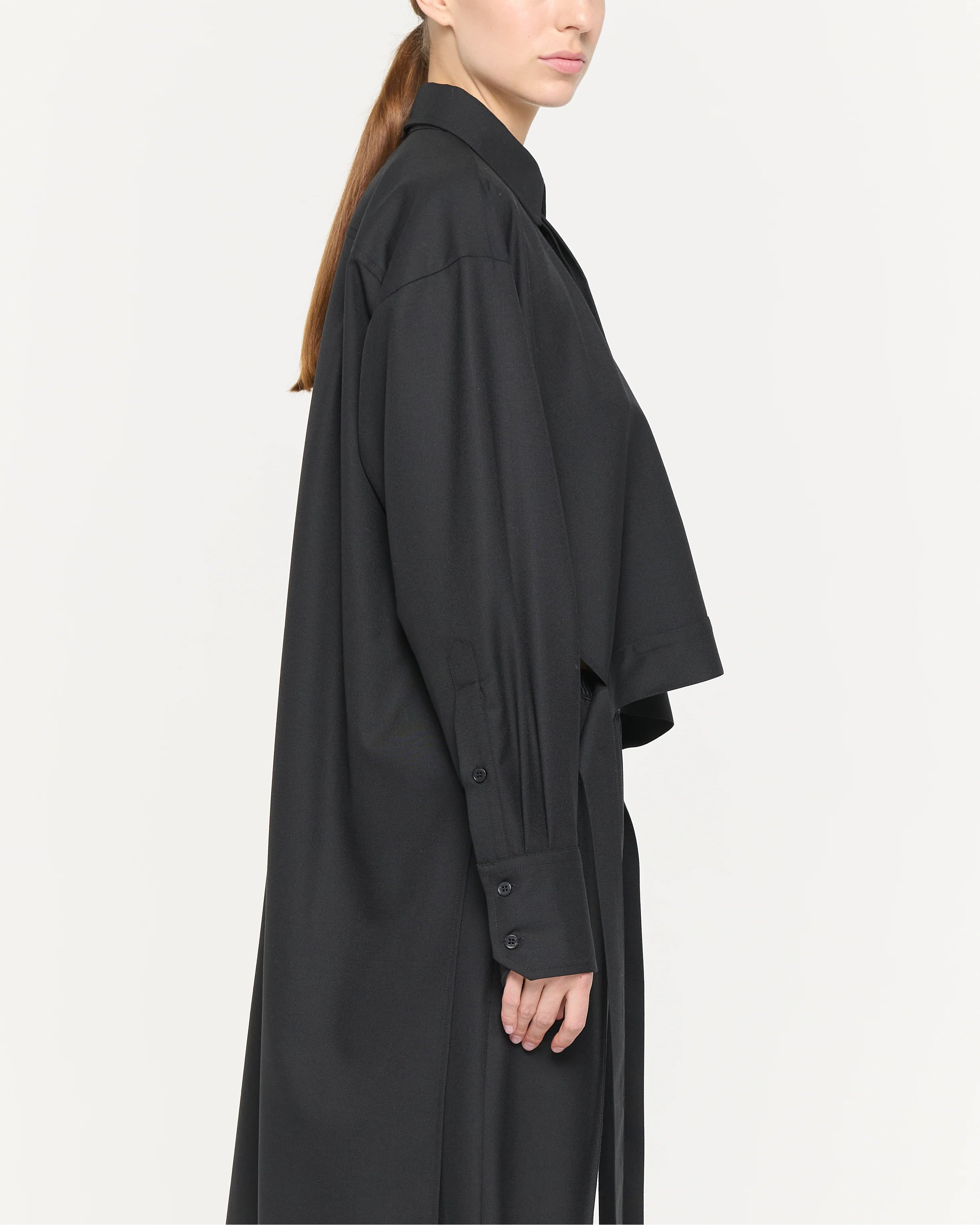 Plan C Wool Shirt With Tail Black