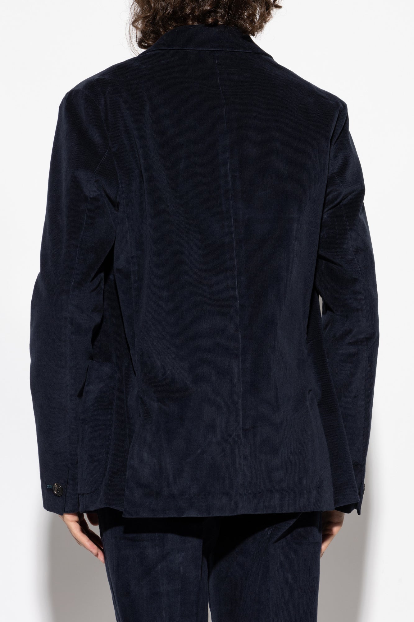 Paul Smith Double-Breasted Corduroy Blazer Navy Blue