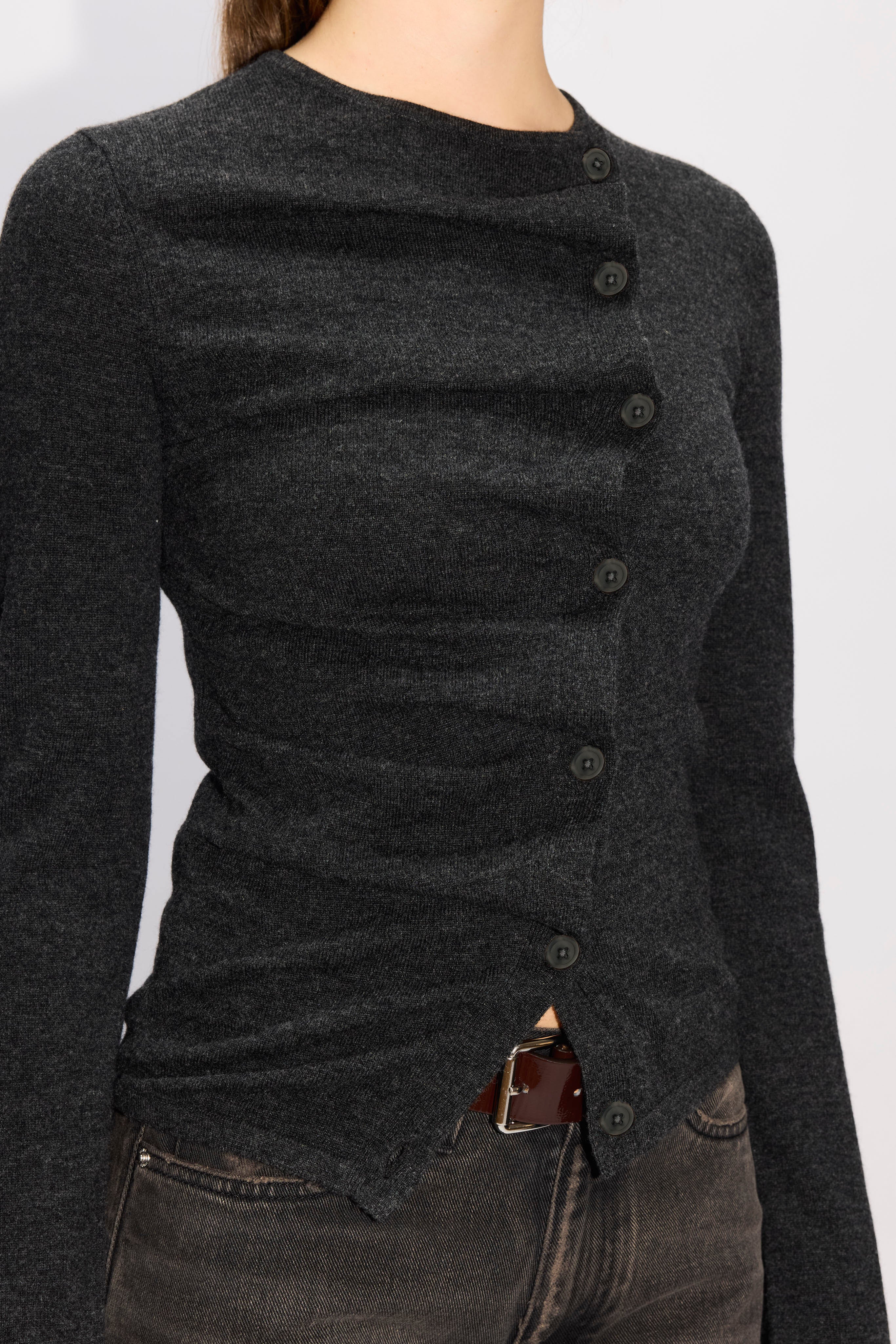 HOPE Asymmetrical Cardigan In Grey Cashmere Blend