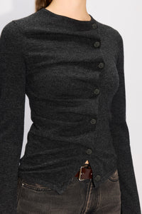 HOPE Asymmetrical Cardigan In Grey Cashmere Blend