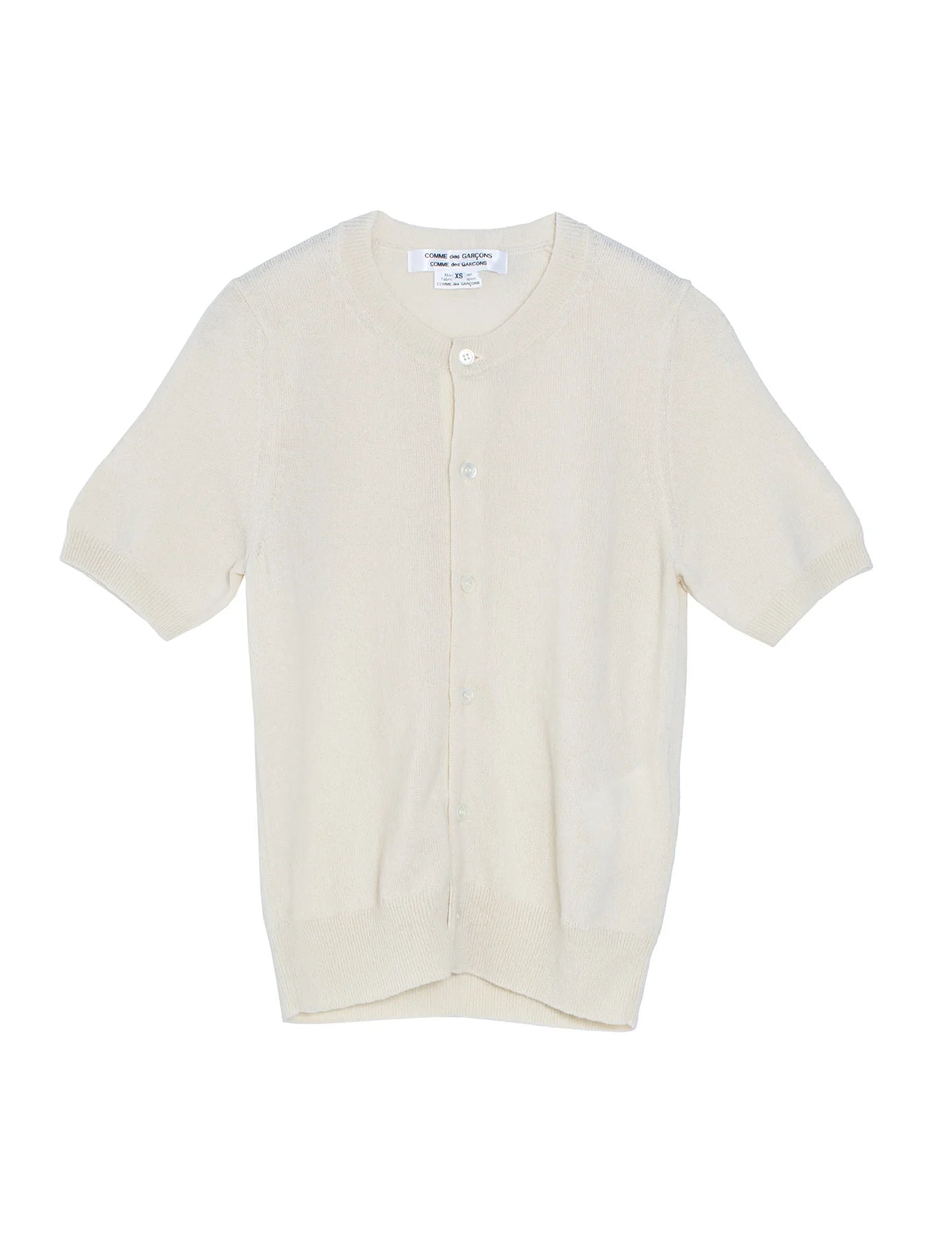 Comme Des Garçons Short Sleeved Cashmere Cardigan Off White