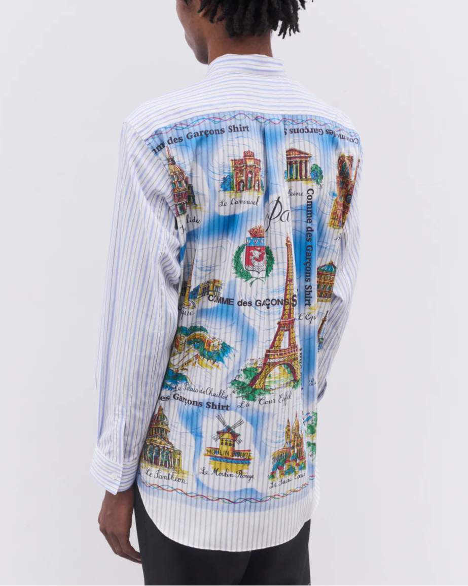 Comme Des Garçons Striped Landmark Shirt Blue