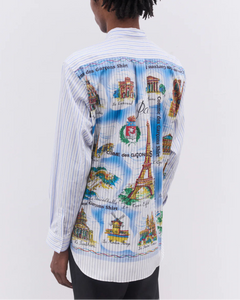 Comme Des Garçons Striped Landmark Shirt Blue