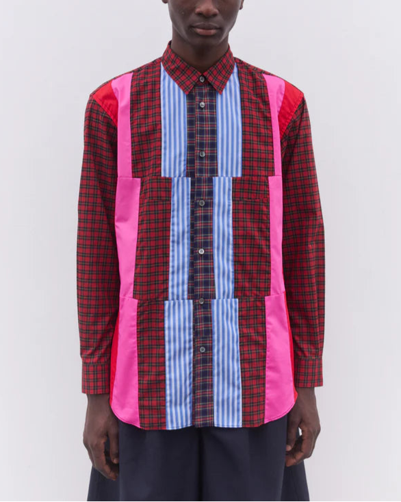 Comme Des Garçons Tartan Multi Colour Block Shirt