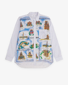 Comme Des Garçons Striped Landmark Shirt Blue