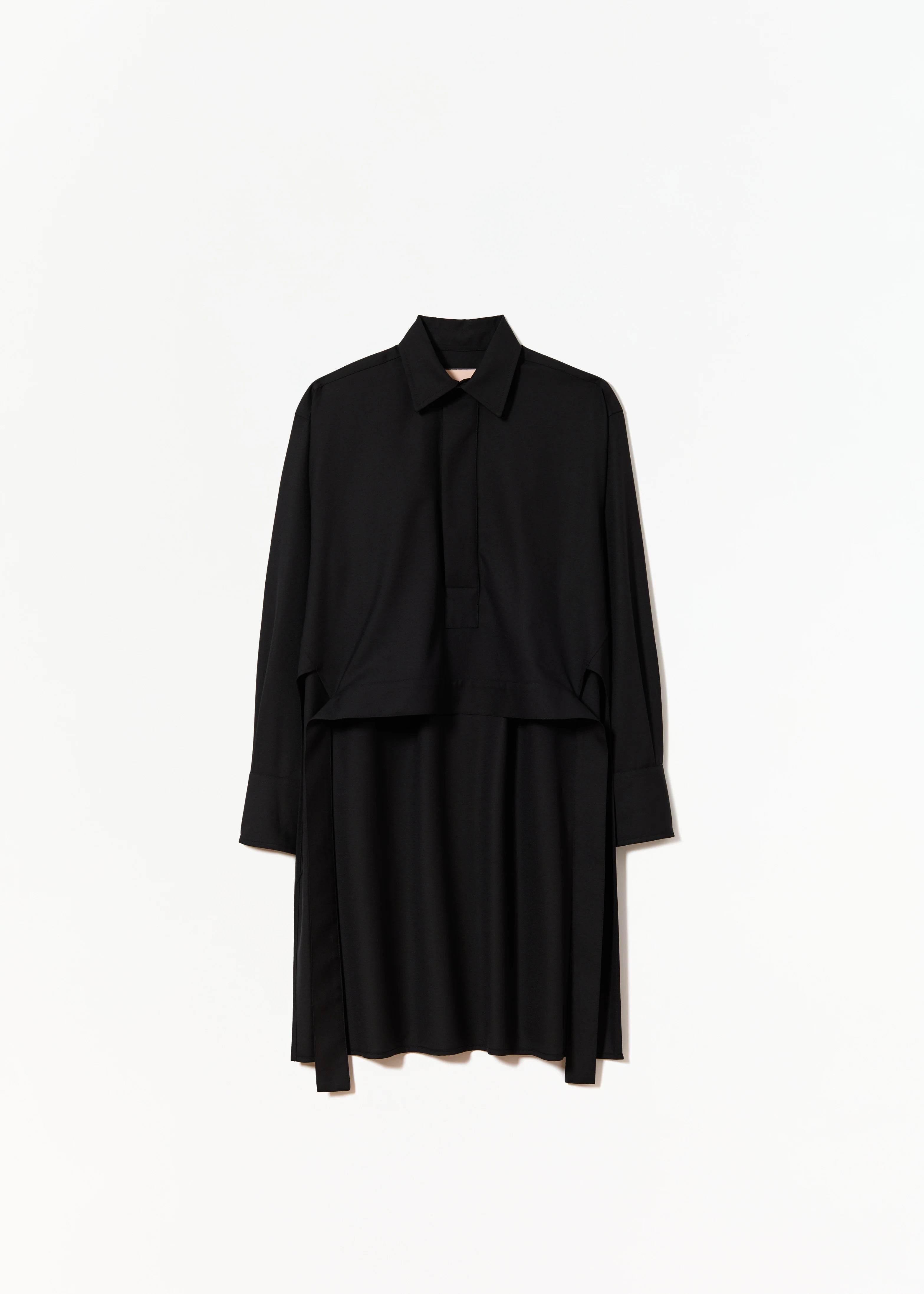 Plan C Wool Shirt With Tail Black