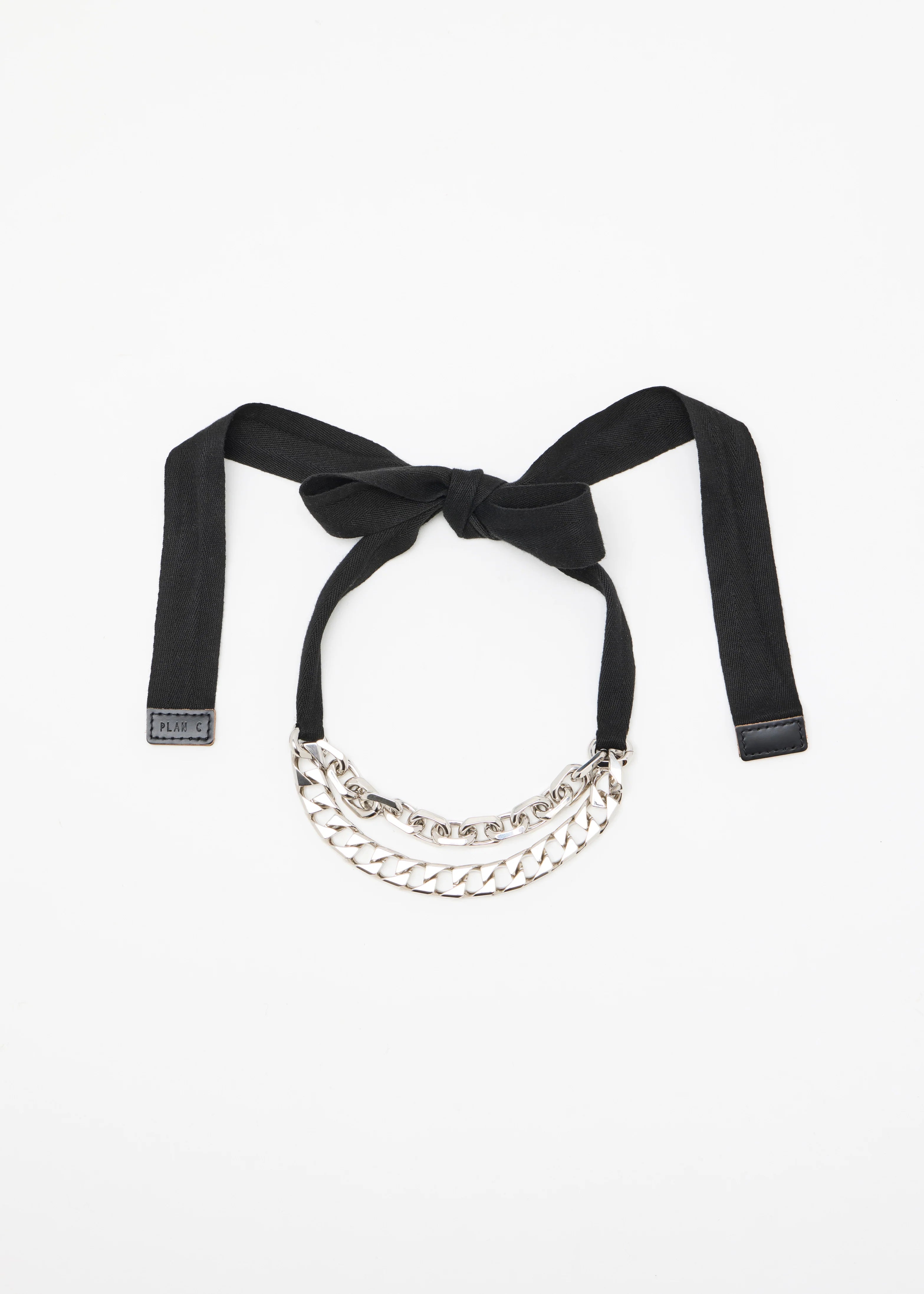 Plan C Silver Double Chain Necklace With Knot