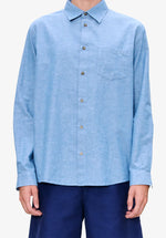 Load image into Gallery viewer, A.P.C. Organic Cotton And Linen Blend Harris Shirt Blue

