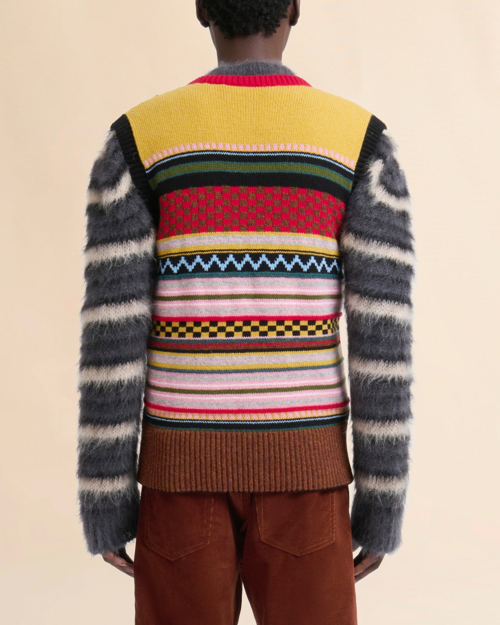 Marni Multicolour Wool Sleeveless Jumper With Mixed Patterns