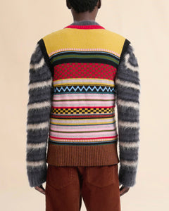 Marni Multicolour Wool Sleeveless Jumper With Mixed Patterns