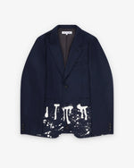 Load image into Gallery viewer, Comme des Garçons Paint Splatter Wool Blazer Navy
