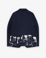 Load image into Gallery viewer, Comme des Garçons Paint Splatter Wool Blazer Navy

