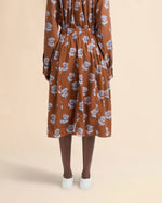 Load image into Gallery viewer, Marni Brown Poplin Egg Skirt With Sprayed Roses Print
