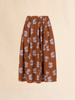 Load image into Gallery viewer, Marni Brown Poplin Egg Skirt With Sprayed Roses Print
