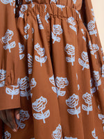 Load image into Gallery viewer, Marni Brown Poplin Egg Skirt With Sprayed Roses Print
