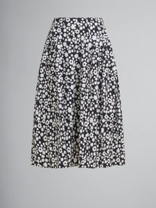 Marni Poplin Midi Skirt With Black And White Pop Fields Motif