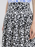 Load image into Gallery viewer, Marni Poplin Midi Skirt With Black And White Pop Fields Motif
