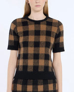 Load image into Gallery viewer, N°21 Check Crew Neck Sweater Camel
