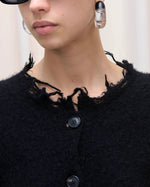 Load image into Gallery viewer, Haikure Frayed Cardigan With Fringe Trim Black
