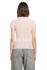 Load image into Gallery viewer, Haikure 'Laurie' Semi-Sheer Polo Shirt Pink
